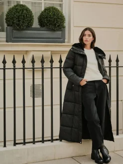 Sale Next Shower Resistant Padded Longline Coat Black