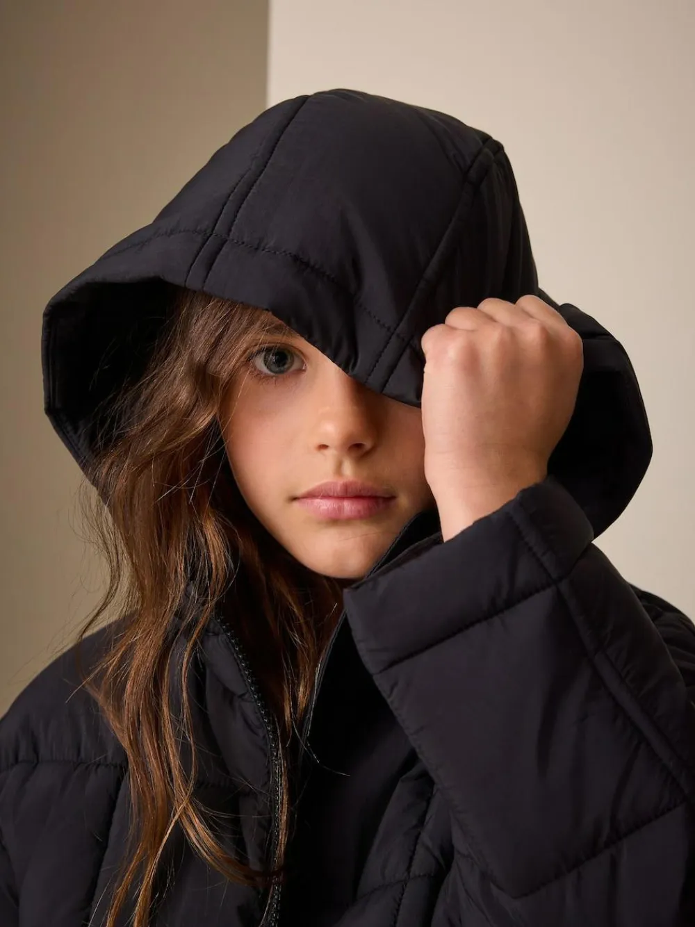 Hot Next Shower Resistant Square Quilted Coat (3-16yrs) Black