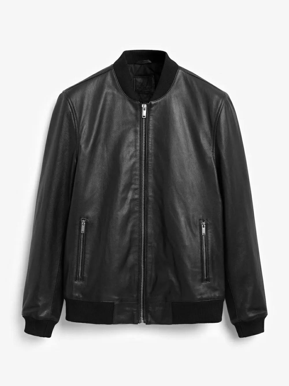 Next Signature Leather Bomber Jacket Black