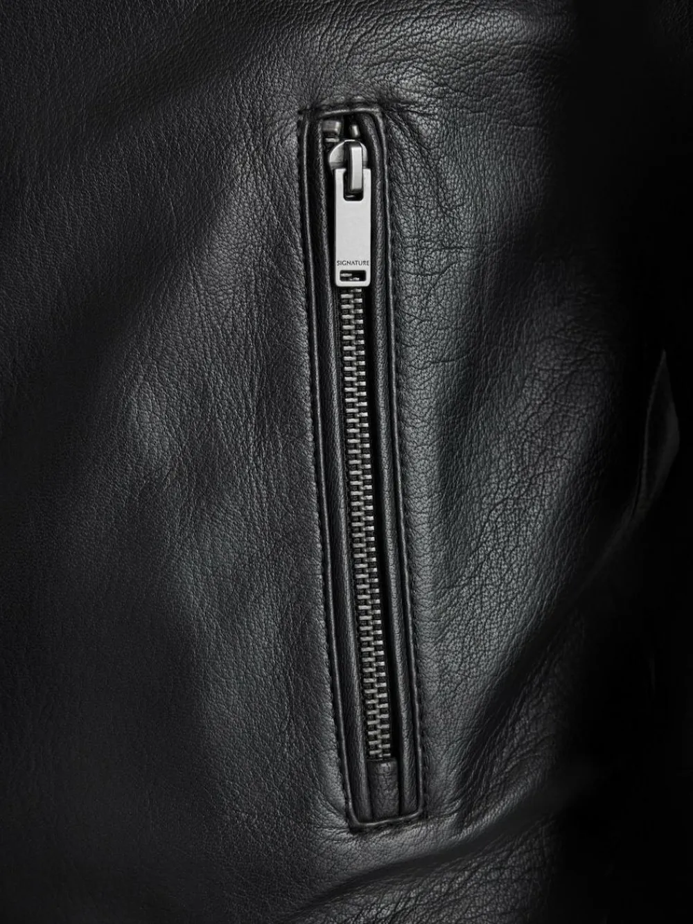 Next Signature Leather Bomber Jacket Black