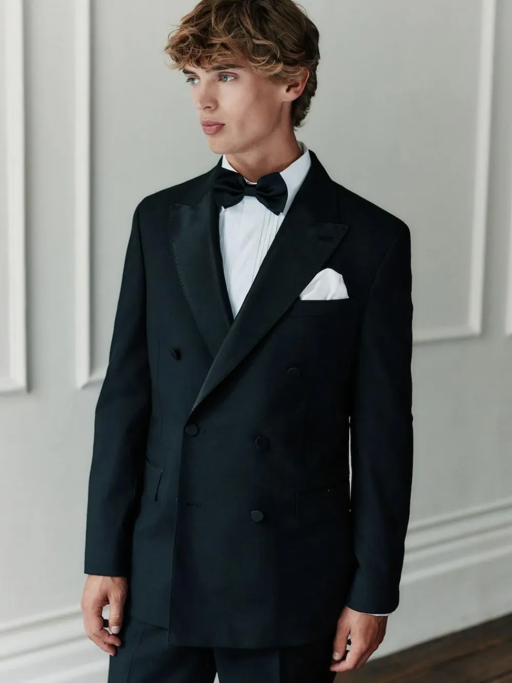 Discount Next Black Signature Nova Fides 100% Italian Wool Double Breasted Tuxedo Suit Jacket