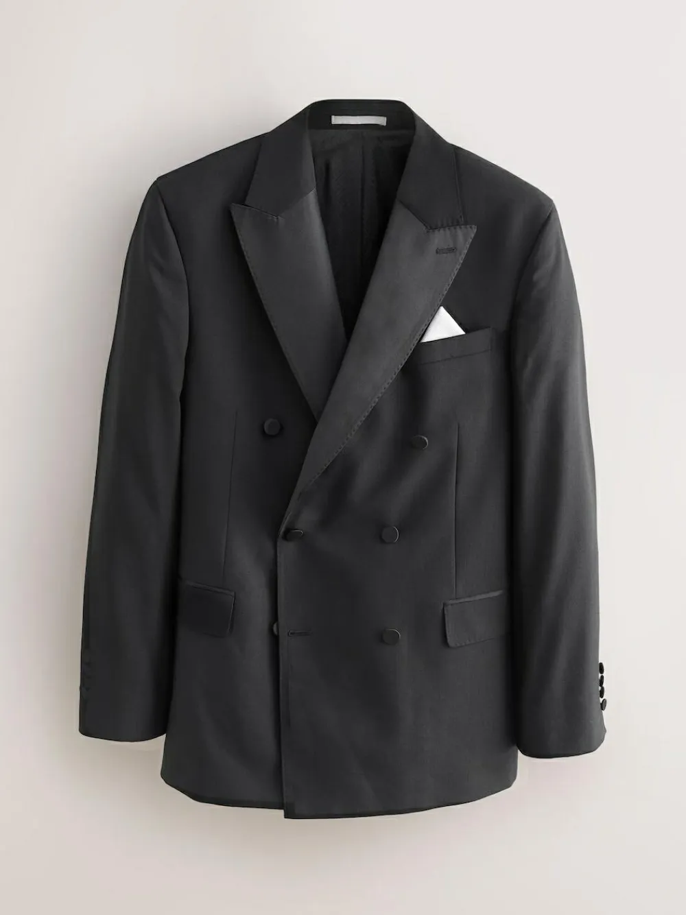Discount Next Black Signature Nova Fides 100% Italian Wool Double Breasted Tuxedo Suit Jacket