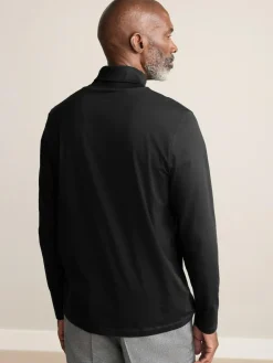 Next Signature SUPIMA® Cotton Long Sleeve Roll Neck T-Shirt Black