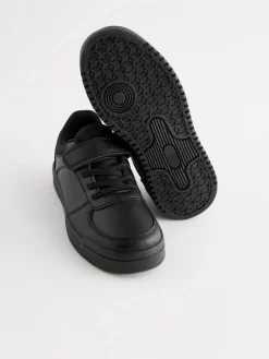 Next Black Standard Fit (F) 1 Strap Elastic Lace School Trainers^BOY Sneakers|School Shoes