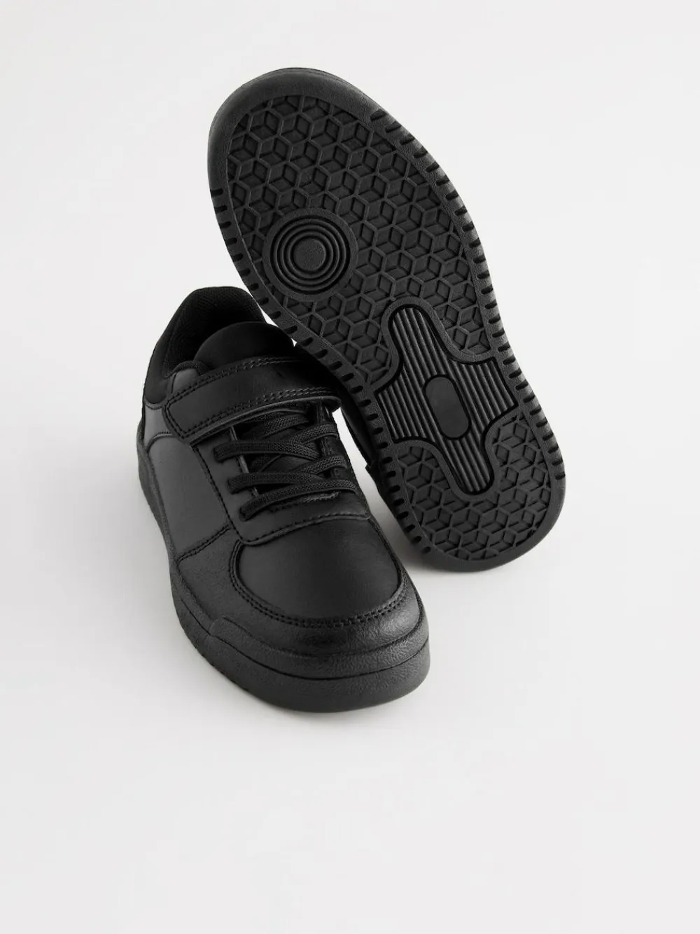 Next Black Standard Fit (F) 1 Strap Elastic Lace School Trainers^BOY Sneakers|School Shoes