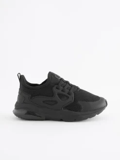 New Next Standard Fit (F) Elastic Lace Trainers Black