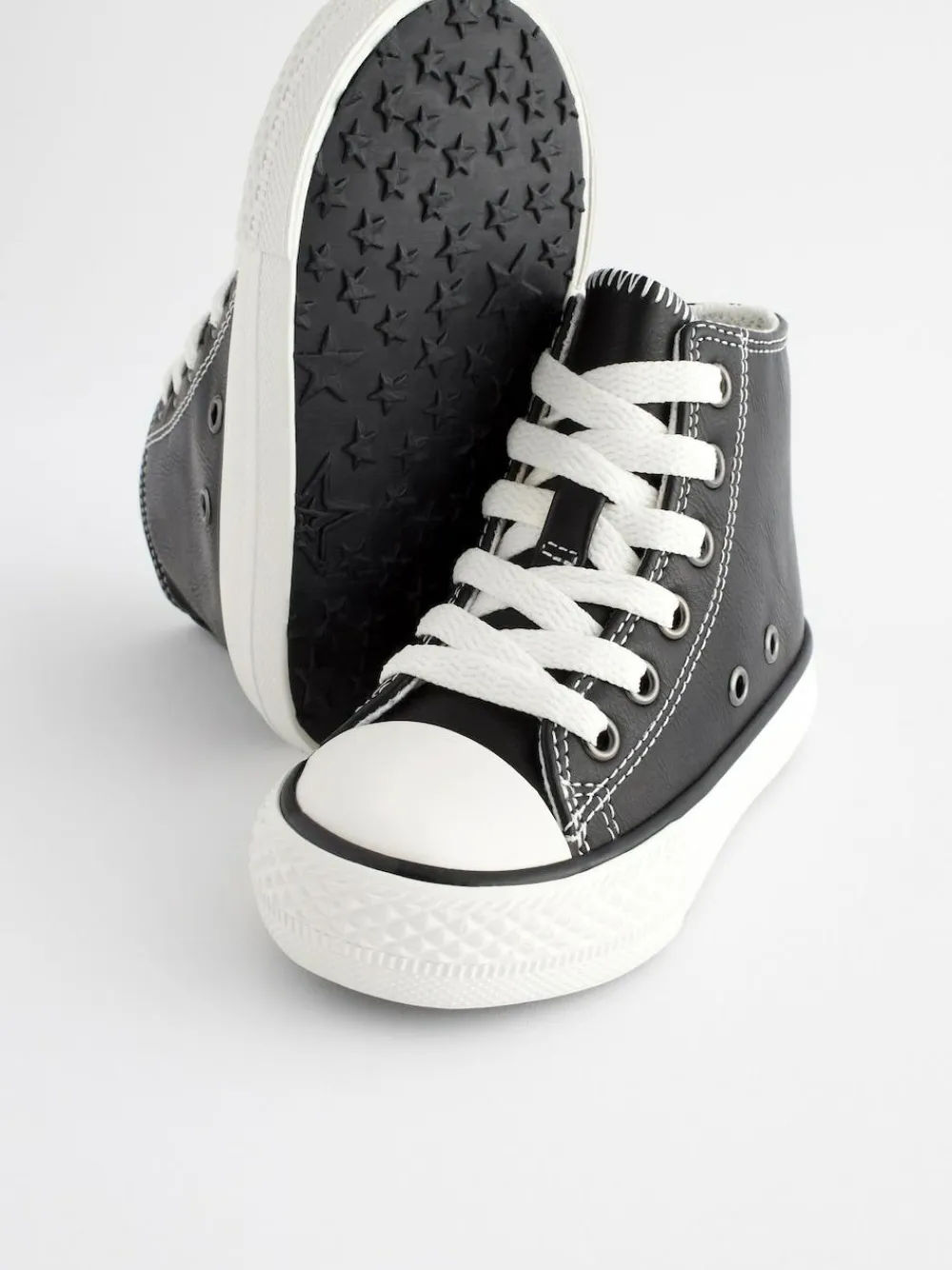 Next Black Standard Fit (F) High Top Trainers^BOY Sneakers|Sneakers