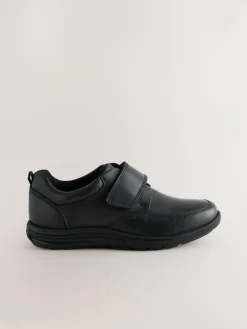 Next Black Standard Fit (F) Leather 1 Strap Touch Fastening School Shoes