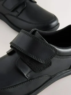 Next Black Standard Fit (F) Leather 1 Strap Touch Fastening School Shoes