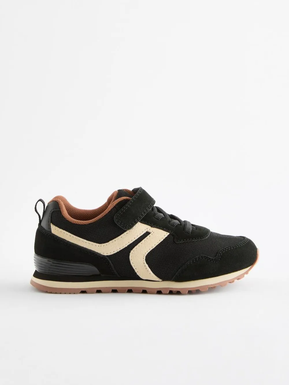 New Next Standard Fit (F) One Strap Elastic Lace Trainers Black