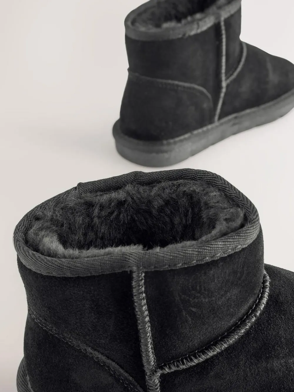 Online Next Standard Fit (F) Water Repellent Suede Short Pull-On Boots Black