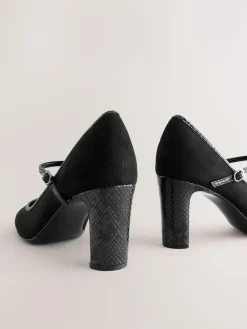 Best Next Standard Fit Round Toe Mary Jane Block Court Shoes Black
