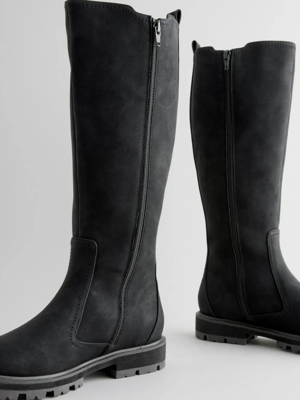 Best Next Standard/Wide Fit Knee High Buckle Chelsea Boots Black