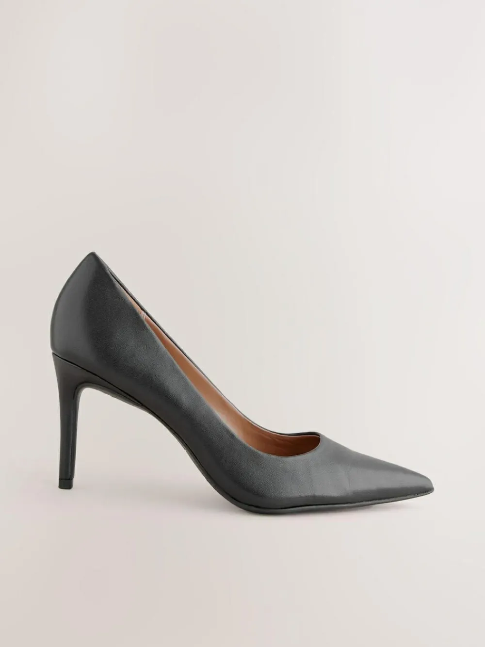 Next Black Standard/Wide Fit Leather Mid Court Shoes^Women Occasionwear|Wide Fit & Extra Wide Fit