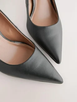 Next Black Standard/Wide Fit Leather Mid Court Shoes^Women Occasionwear|Wide Fit & Extra Wide Fit