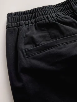 Sale Next Straight Fit Pleated Stretch Chinos Trousers With Elasticated Waist Black