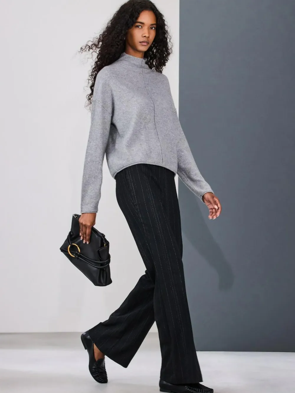 Clearance Next Black Striped Flared Trousers