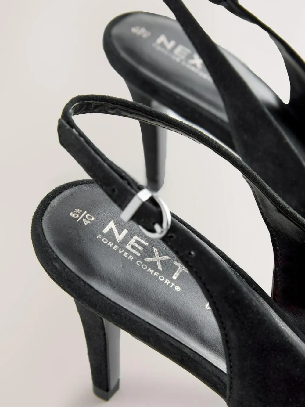 Best Next Forever Comfort® Leather Pointed Cutout Bow Slingback Heels Black Suede