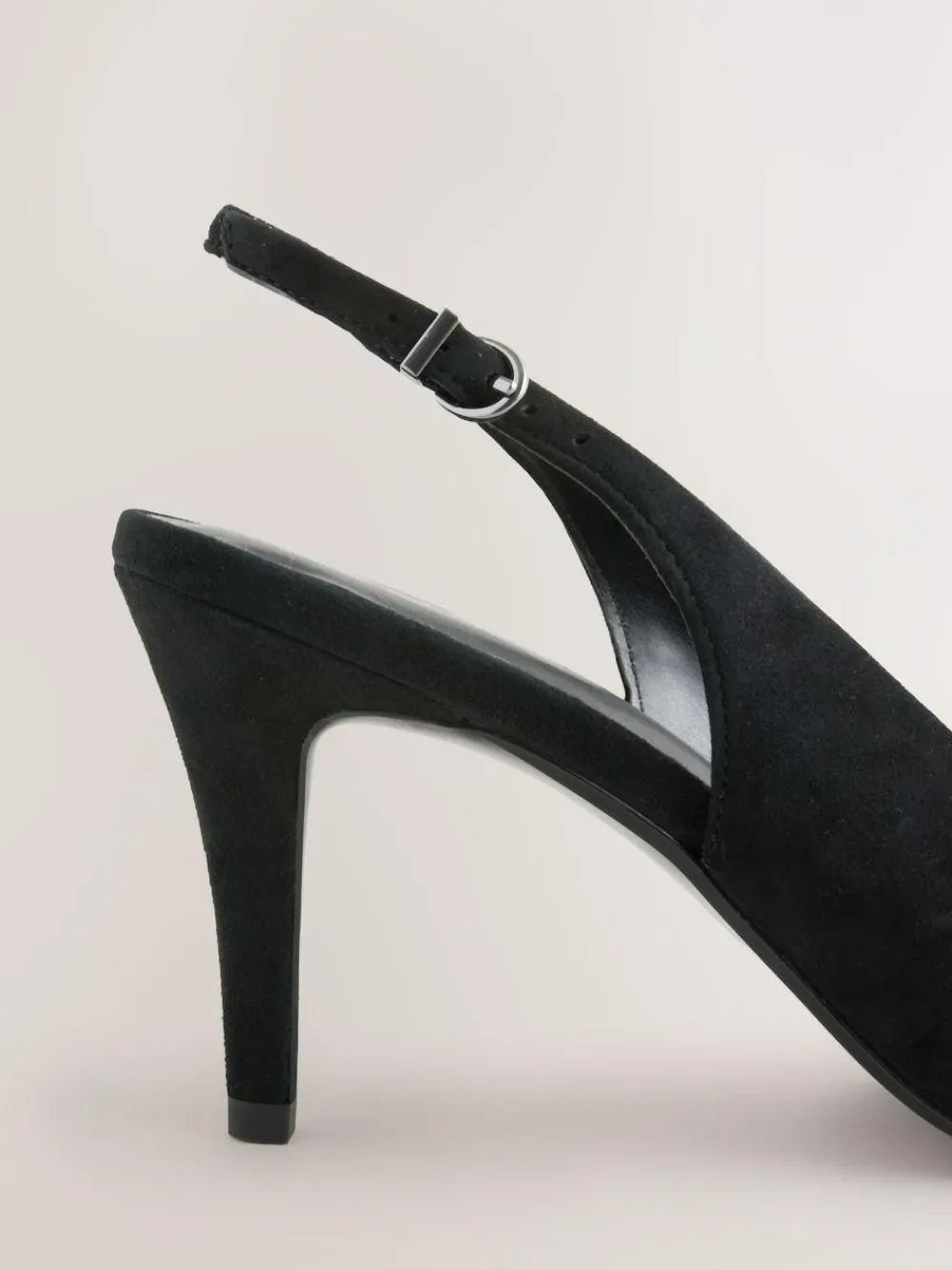 Best Next Forever Comfort® Leather Pointed Cutout Bow Slingback Heels Black Suede