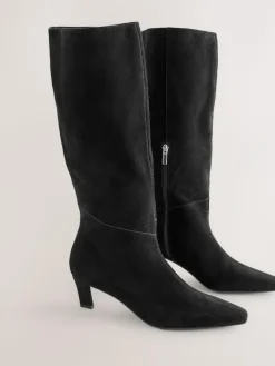 Next Forever Comfort® Knee High Chisel Toe Heeled Boots^Women Wide Fit & Extra Wide Fit