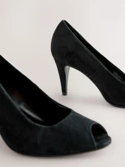 Next Premium Leather Peep Toe Heels^Women Heels