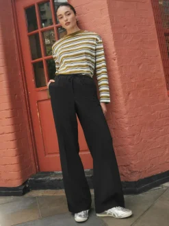 Next Black Tie Waist Wide Leg Trousers^Women Suits & Tailoring