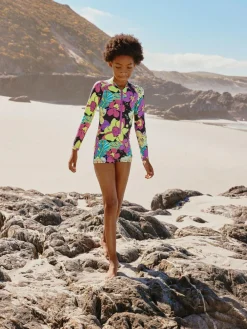 Outlet Next Black Tropical One Piece Short Swimsuit (3-16yrs)