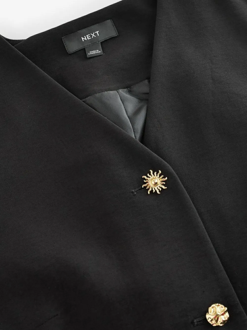 Next Black V-Neck Waistcoat with Button Detail^Women Suits & Tailoring