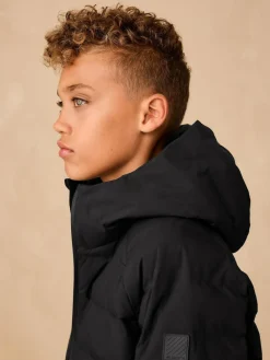 New Next Waterproof Midweight Hooded Jacket (3-17yrs) Black