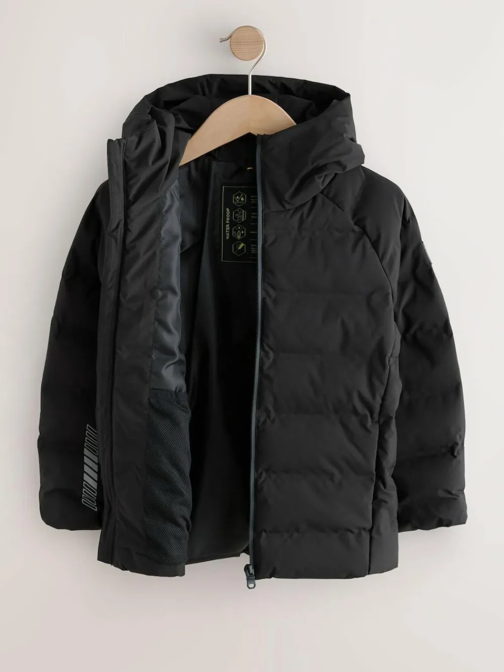 New Next Waterproof Midweight Hooded Jacket (3-17yrs) Black