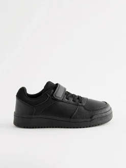 Next Black Wide Fit (G) 1 Strap Elastic Lace School Trainers^BOY Sneakers|Sneakers