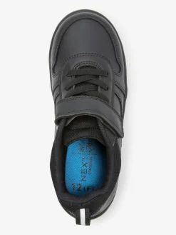 Next Black Wide Fit (G) Elastic Lace School Trainers^BOY School Shoes|Boys Shoes