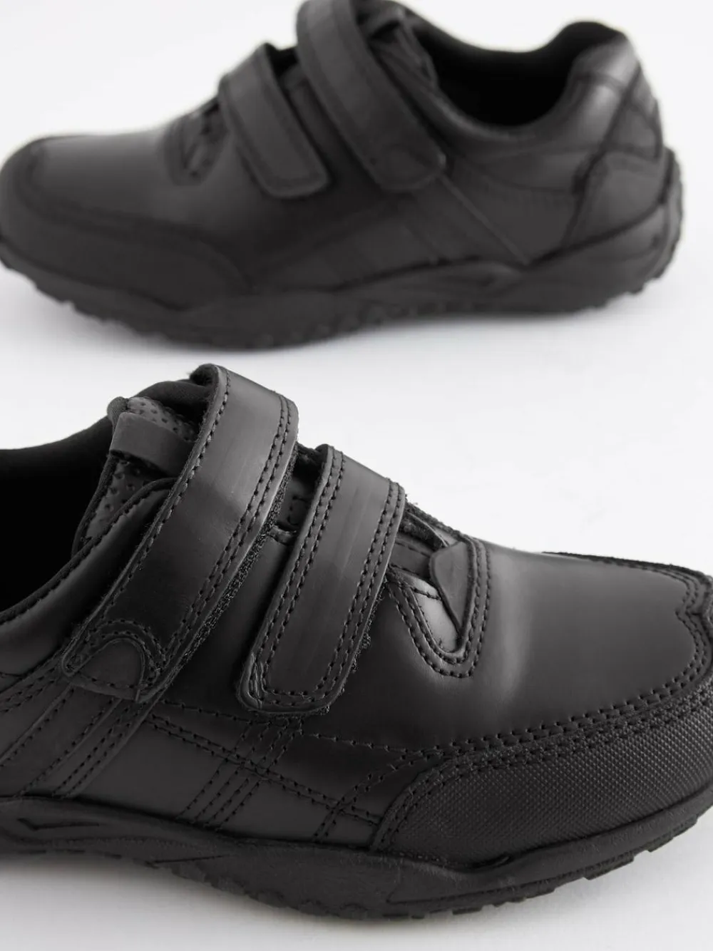 Sale Next Black Wide Fit (G) Leather Touch Fastening School Shoes