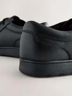 Outlet Next Black Wide Fit (G) Leather Lace Up School Shoes