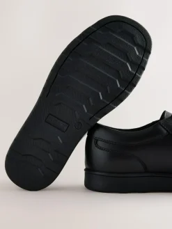 Outlet Next Black Wide Fit (G) Leather Lace Up School Shoes