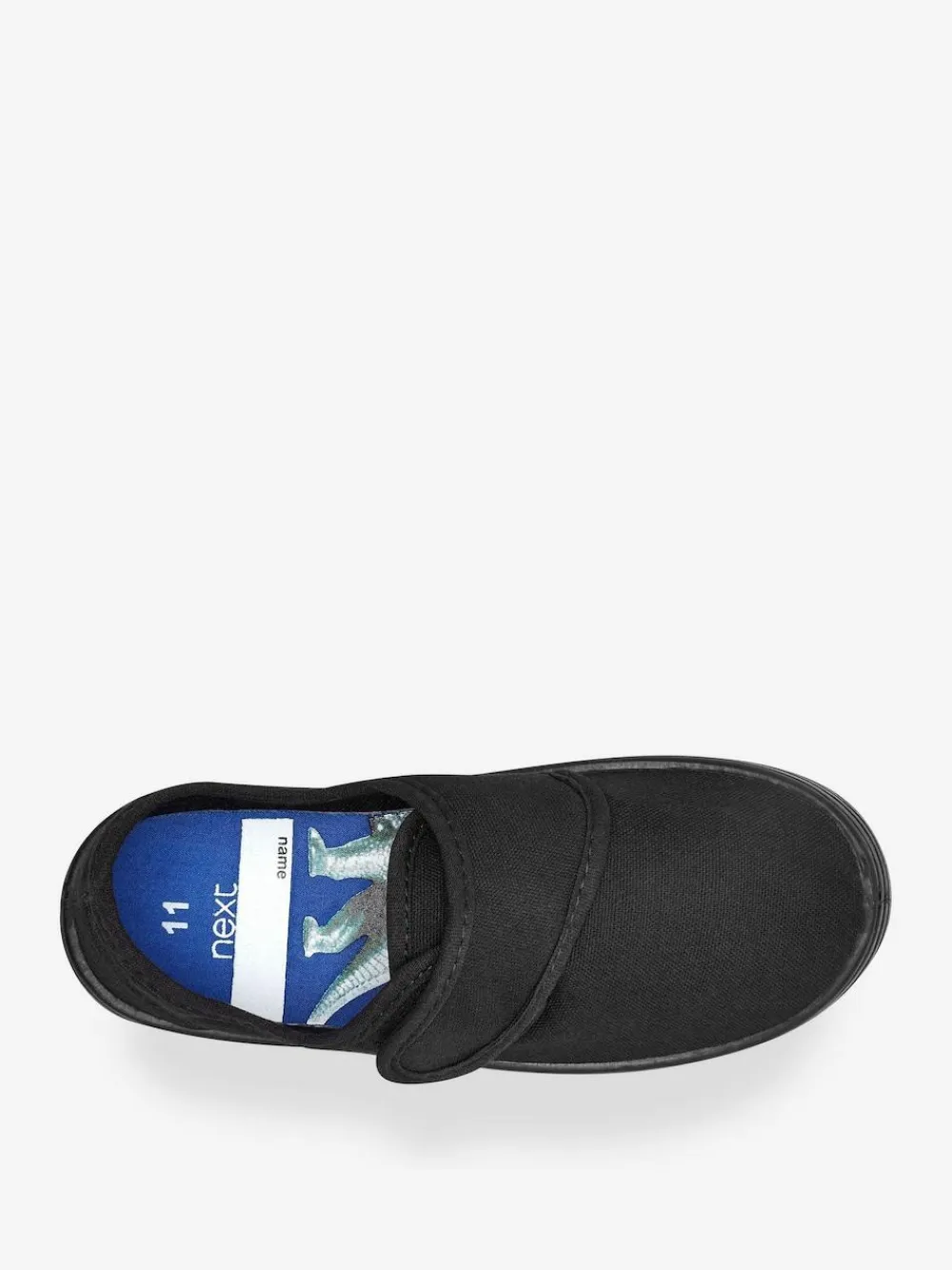 Next Black Wide Fit (G) Touch Fastening Plimsoll School Shoes