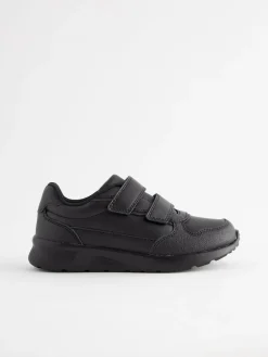 Hot Next Black Wide Fit (G) Touch Fastening Leather School Shoes