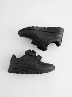 Hot Next Black Wide Fit (G) Touch Fastening Leather School Shoes