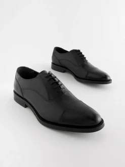 Clearance Next Black Wide Fit Leather Oxford Toecap Shoes