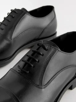 Clearance Next Black Wide Fit Leather Oxford Toecap Shoes