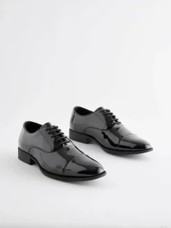 Next Black Wide Fit Patent Oxford Toe Cap Shoes^ Shoes