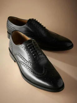Next Wide Fit Signature Italian Leather Wingcap Brogue Shoes^ Shoes