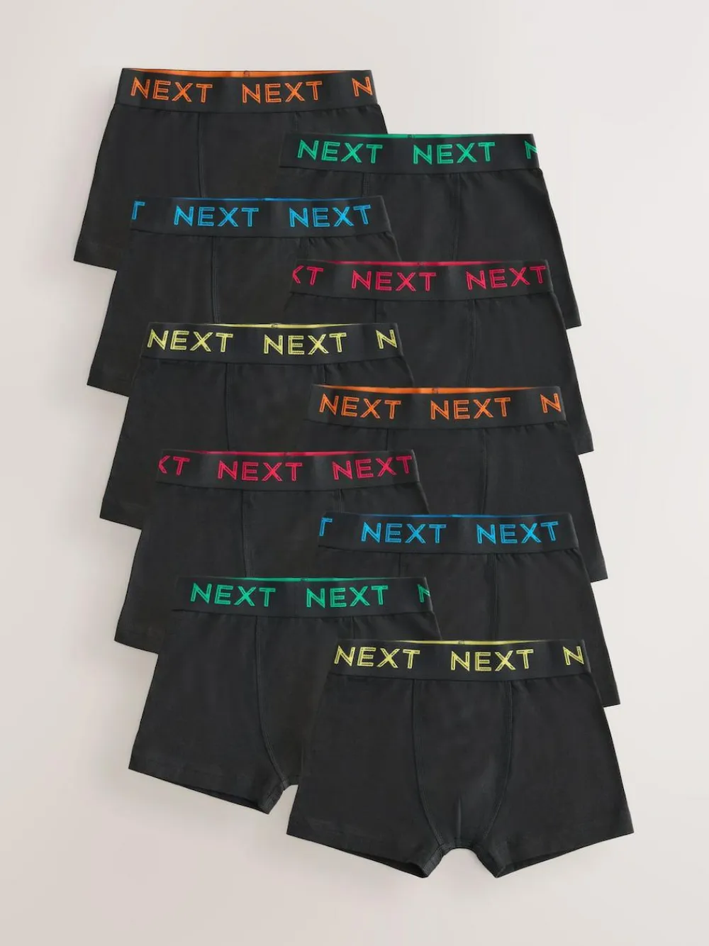 Next Black with colour waistband Trunks 10 Pack (1.5-16yrs)^BOY Underwear