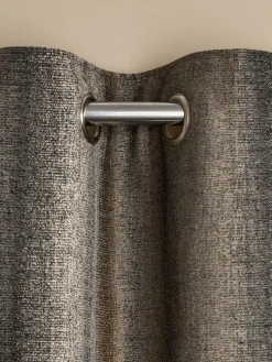 Next Black/Bronze Gold Metallic Stripe Eyelet Lined Curtains^ Curtains & Blinds