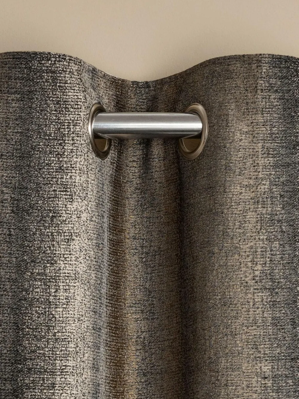 Next Black/Bronze Gold Metallic Stripe Eyelet Lined Curtains^ Curtains & Blinds