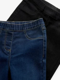Online Next Elasticated Waist Jeggings 2 Pack (3-16yrs) Black/Dark Denim