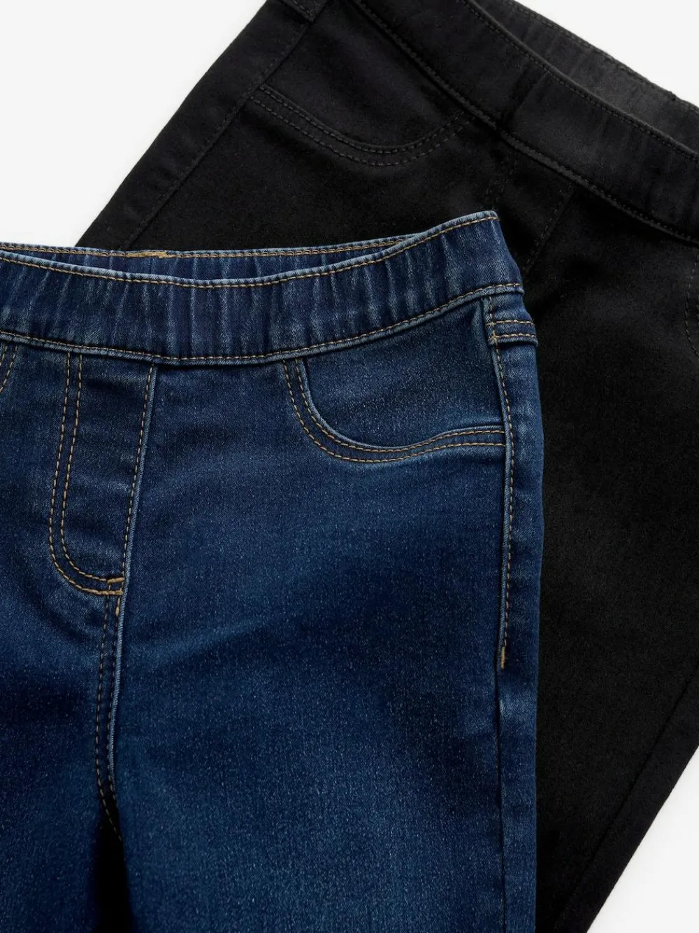 Online Next Elasticated Waist Jeggings 2 Pack (3-16yrs) Black/Dark Denim