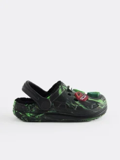 Online Next Minecraft Warm Lined Slipper Clogs Black/Green