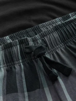 Next Black/Grey Check Long Sleeve 100% Cotton Pyjamas Set^ Pyjamas|Nightwear