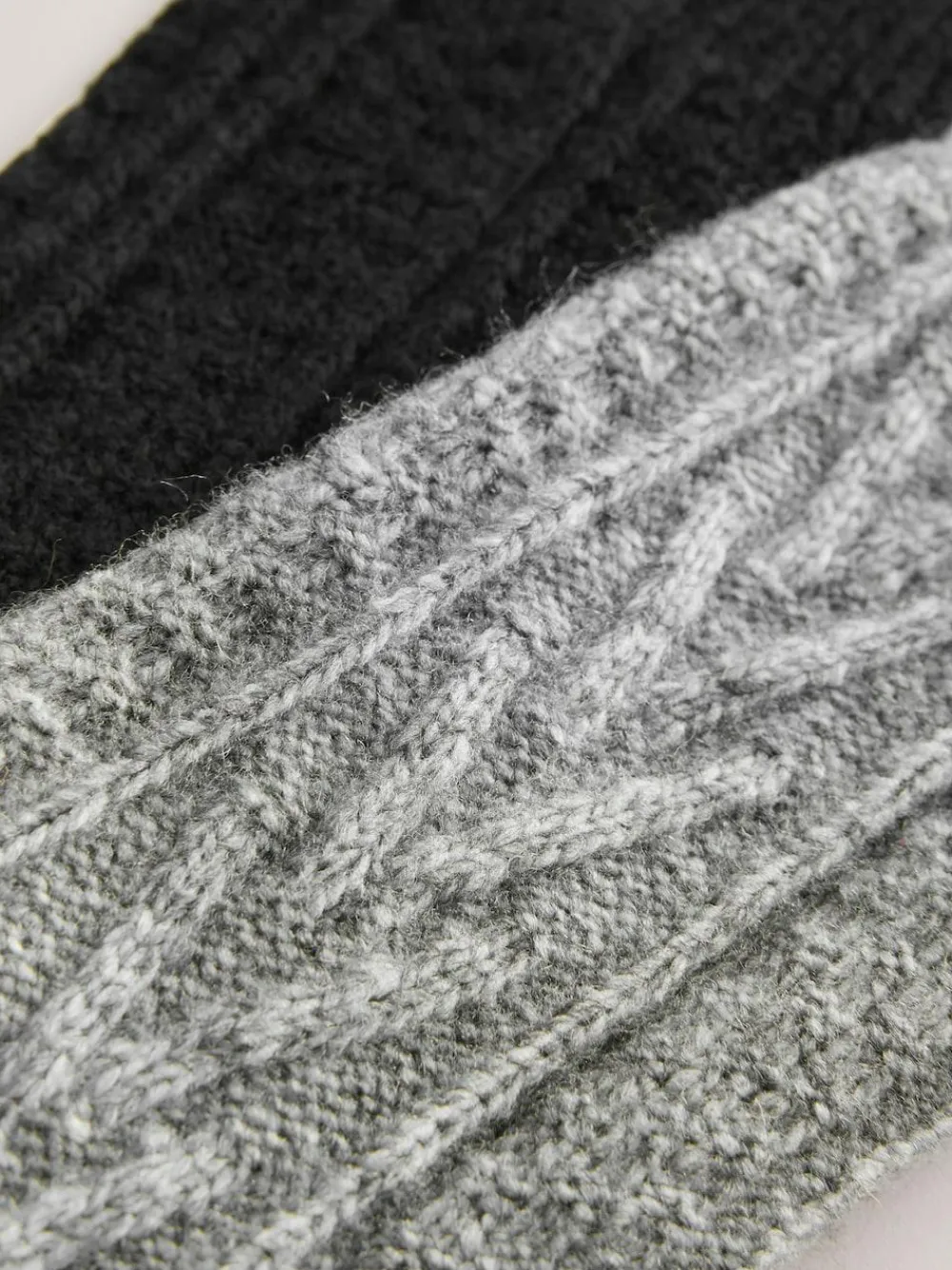 Discount Next Black/Grey Heavyweight Thermal Cable Socks 2 Pack